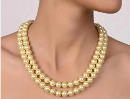 Moti Necklace (Golden, Double)